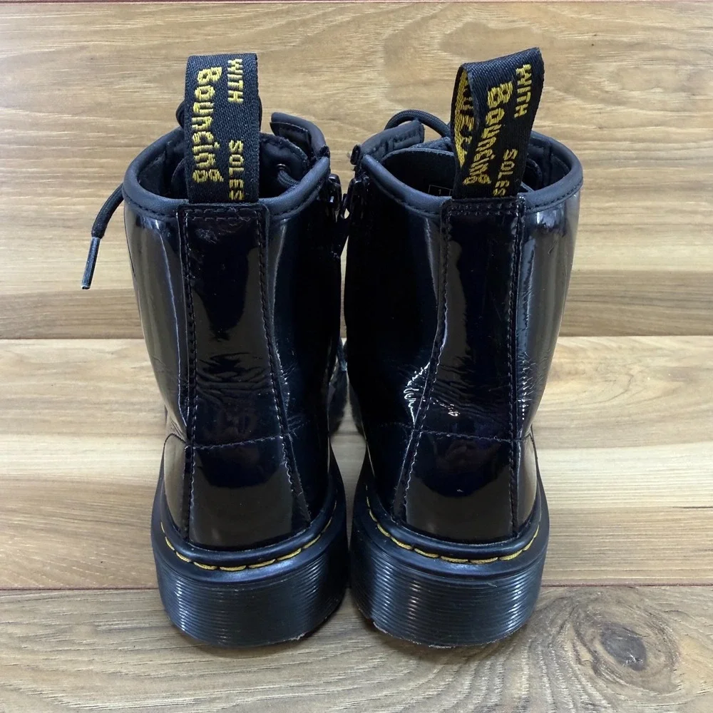 Dr Martens Sinclair Bex J Combat Boots Kids 2 EU 33 Black Patent Leather Punk